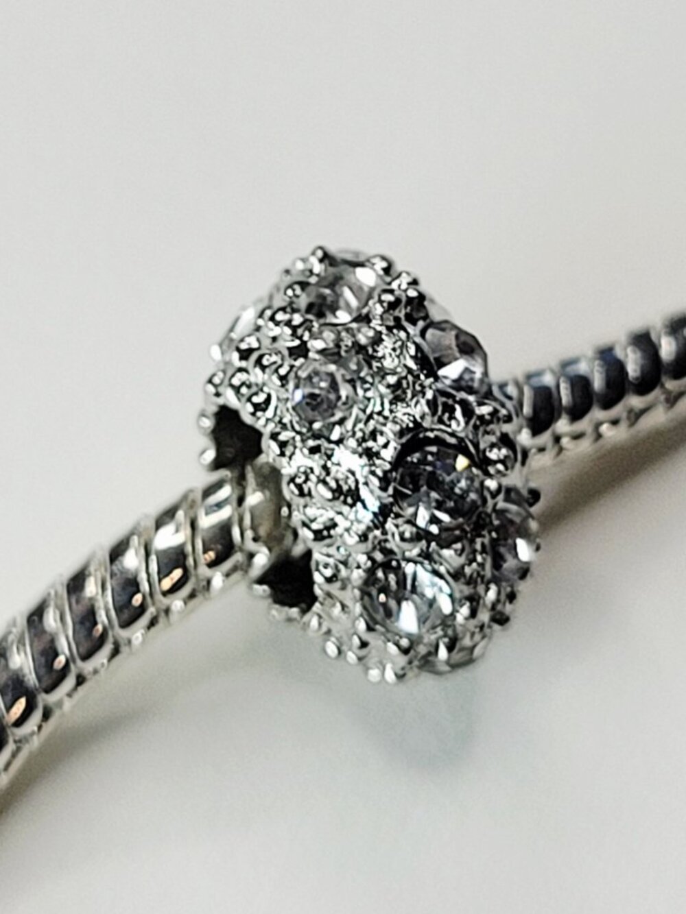 Vintage For Pandora Charm Bracelets Sparkling Chunky Silver Rhinestone Encrusted